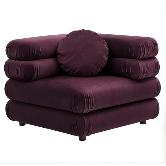 Modway Jubilee Performance Velvet Modular Corner Chair in Mulberry
