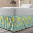 thumbnail image 1 of Yellow and Blue Bed Skirt, Childish Drawn Sun and Little Blue Dots Clear Summer Sky Theme, Elastic Bedskirt Dust Ruffle Wrap Around for Bedding Decor, 4 Sizes, Pale Blue Yellow Teal, by Ambesonne, 1 of 2
