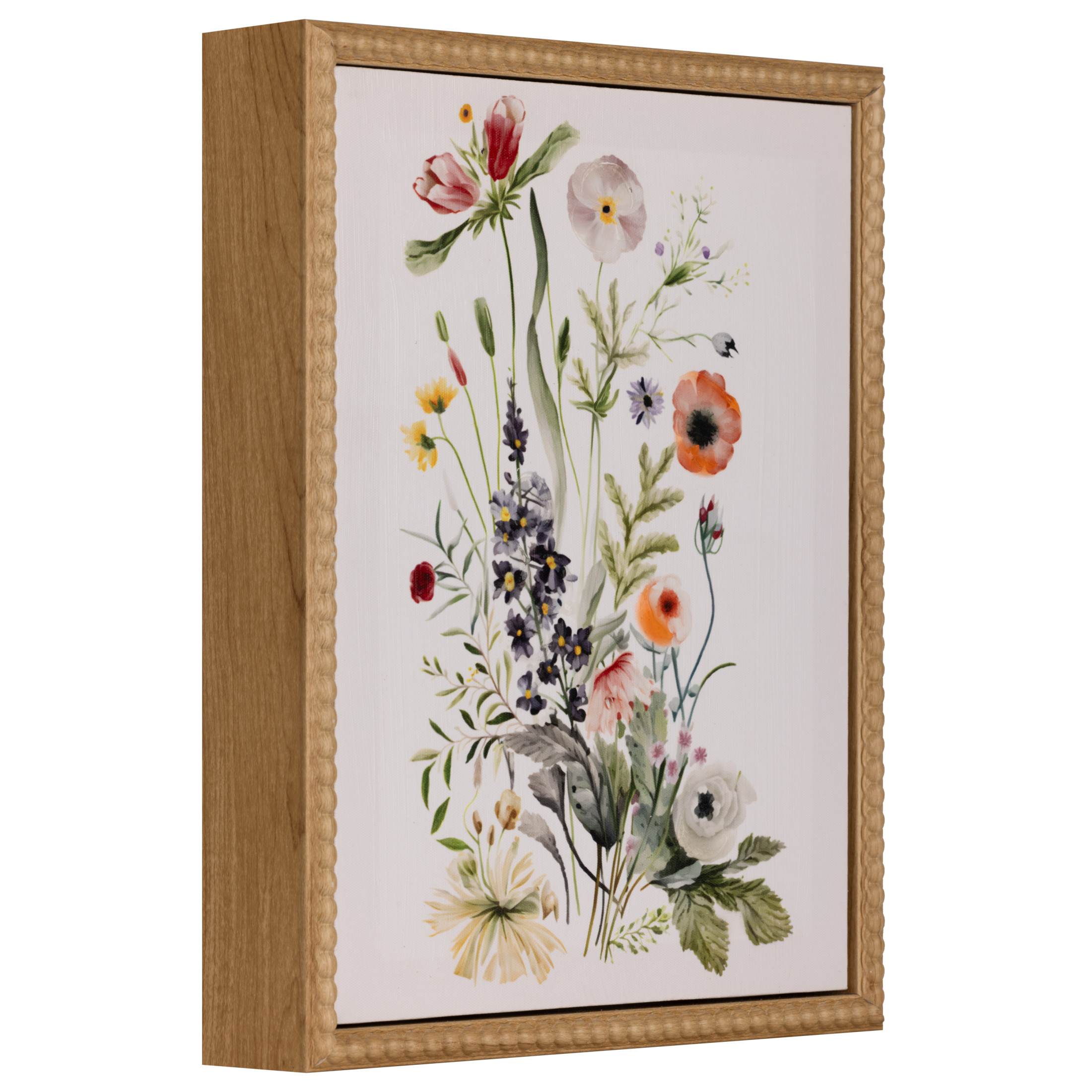 Gallery Solutions Set of 2 Botanical Floral Canvas Art with Beaded Frame