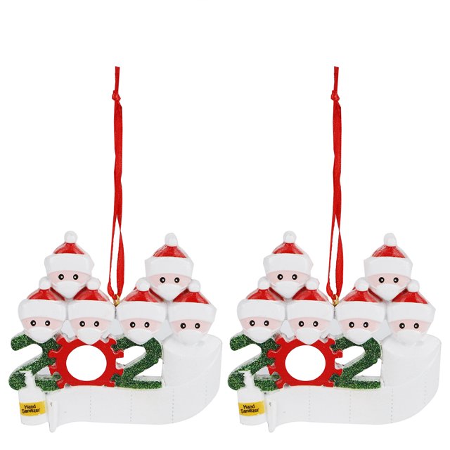Adorno colgante de Navidad con nombre personalizado de miembros de la familia, 2 uds., colgante para árbol de Navidad, 6 cabezas