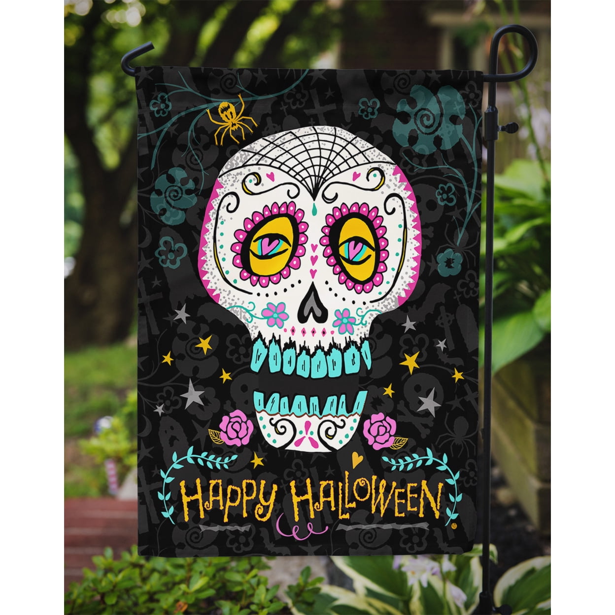 Carolines Treasures VHA3035GF Happy Halloween Day of the Dead Flag Garden Size  Small multicolor