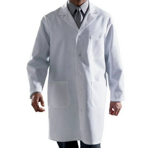 Men's Classic Length Lab Coat, White