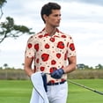 thumbnail image 3 of Picia Red Ladybug Print Men's Polo Shirt, Two-Button Closure Pique Polo Shirt, Summer Fashion Golf Shirt-Large, 3 of 6