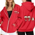 thumbnail image 1 of WILLBEST Sudadera Deportiva para Mujer Ladies' Christmas Printed Zipper Long Sleeved Pocket Adjuststring Casual Hooded Sweatshirt 1930 Grande, 1 of 8