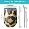 thumbnail image 5 of 12oz Stemless Wine Tumblers Leopard Print Pattern Vacuum Insulated Stainless Steel Travel Tumbler Cups Mug with Lid and Straw for Champaign,Cocktail,Beer with Cleaning Brush, 5 of 5