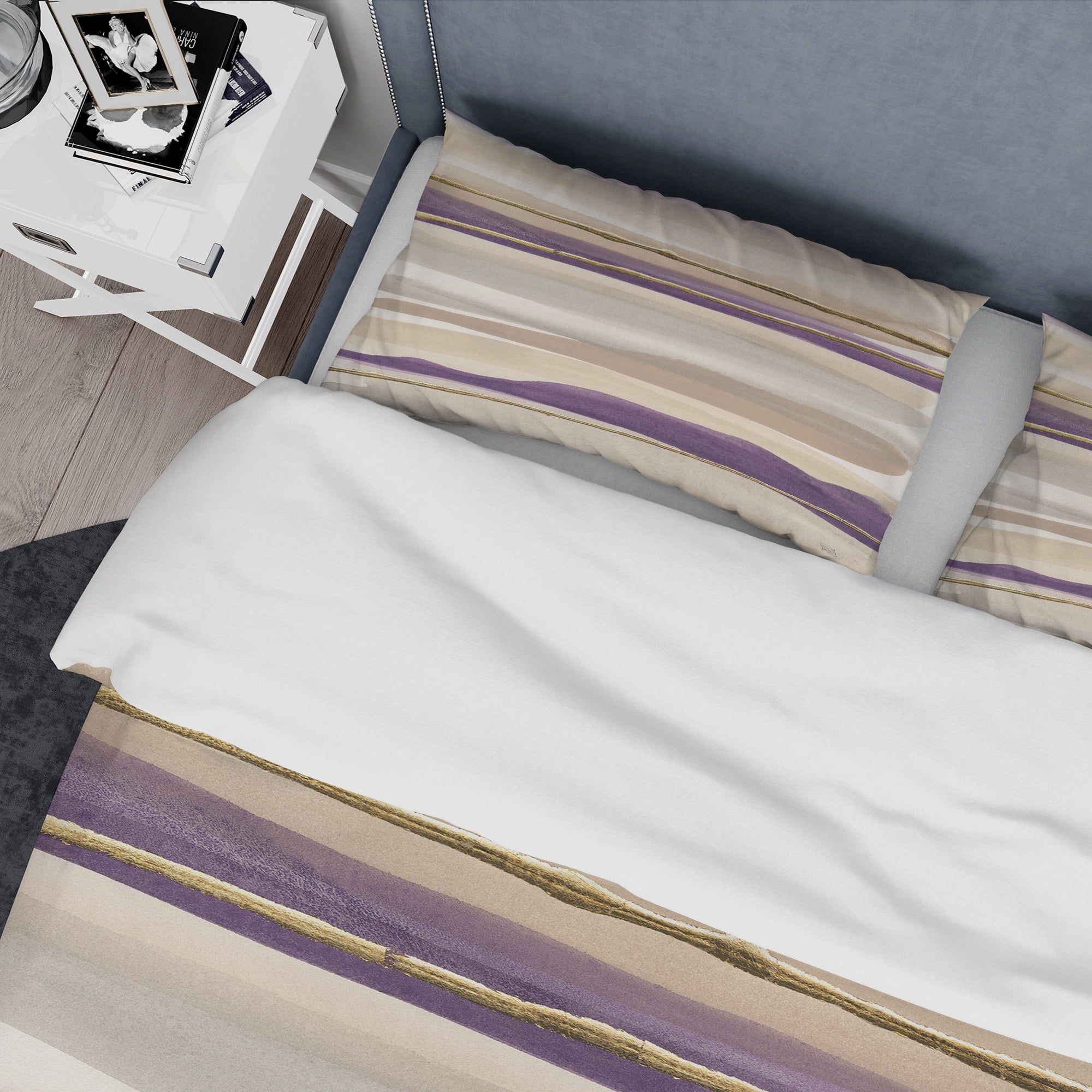 Designart 'Shape of Glam Purple III' Geometric Duvet Cover Set