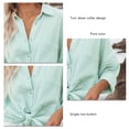 thumbnail image 4 of Whataatahia Camisas de Manga Larga con Botones para Mujer Moda Casual Suelta Cuello Abajo Color Puro Blusa de Manga Larga con Cuello en V para Mujer Verde Menta XL, 4 of 7