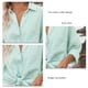thumbnail image 4 of Camisas de manga larga con botones para mujer Moda Casual Suelta Cuello vuelto Color puro Blusa de manga larga con cuello en V para mujer Verde menta S, 4 of 7