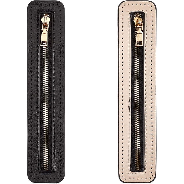 2 piezas de correas y cremalleras de piel sintética de 2 colores para bolsos, accesorios de repuesto con cierres para la confección de bolsos DIY, 7 pulgadas
