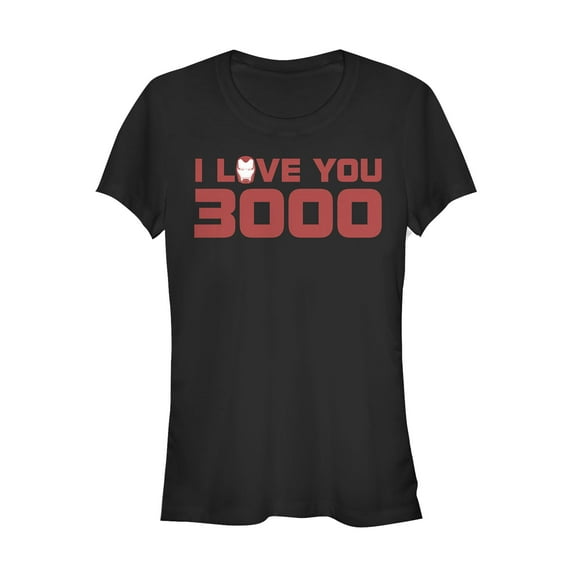 Junior's Marvel Love You 3000 Stark Helmet  Graphic Tee Black Large