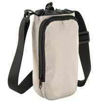 Reusable 16 Oz. Drawstring Closure Water Bottle Carrier Bag with Adjustable Shoulder Strap & Phone Pocket for Glass, Plastic, Stainless Steel Bottles, Walking, Running, Biking & Jogging in Khaki