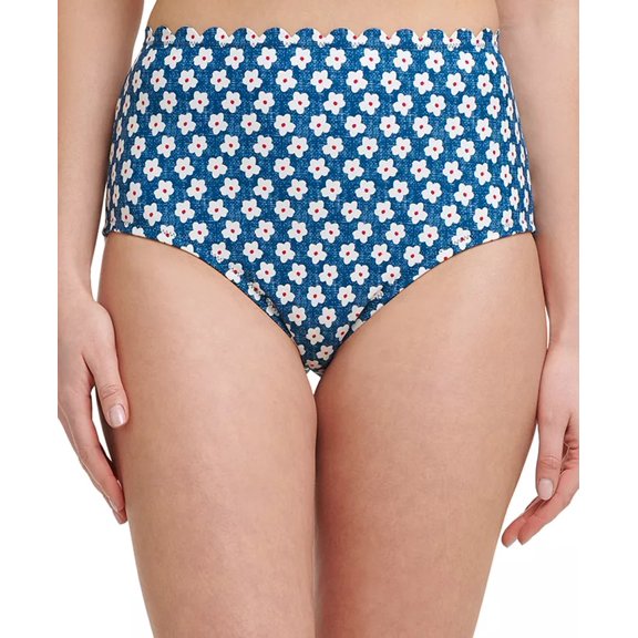 Tommy Hilfiger DITSY DAISY Scalloped High-Waist Bikini Swim Bottom, US Small