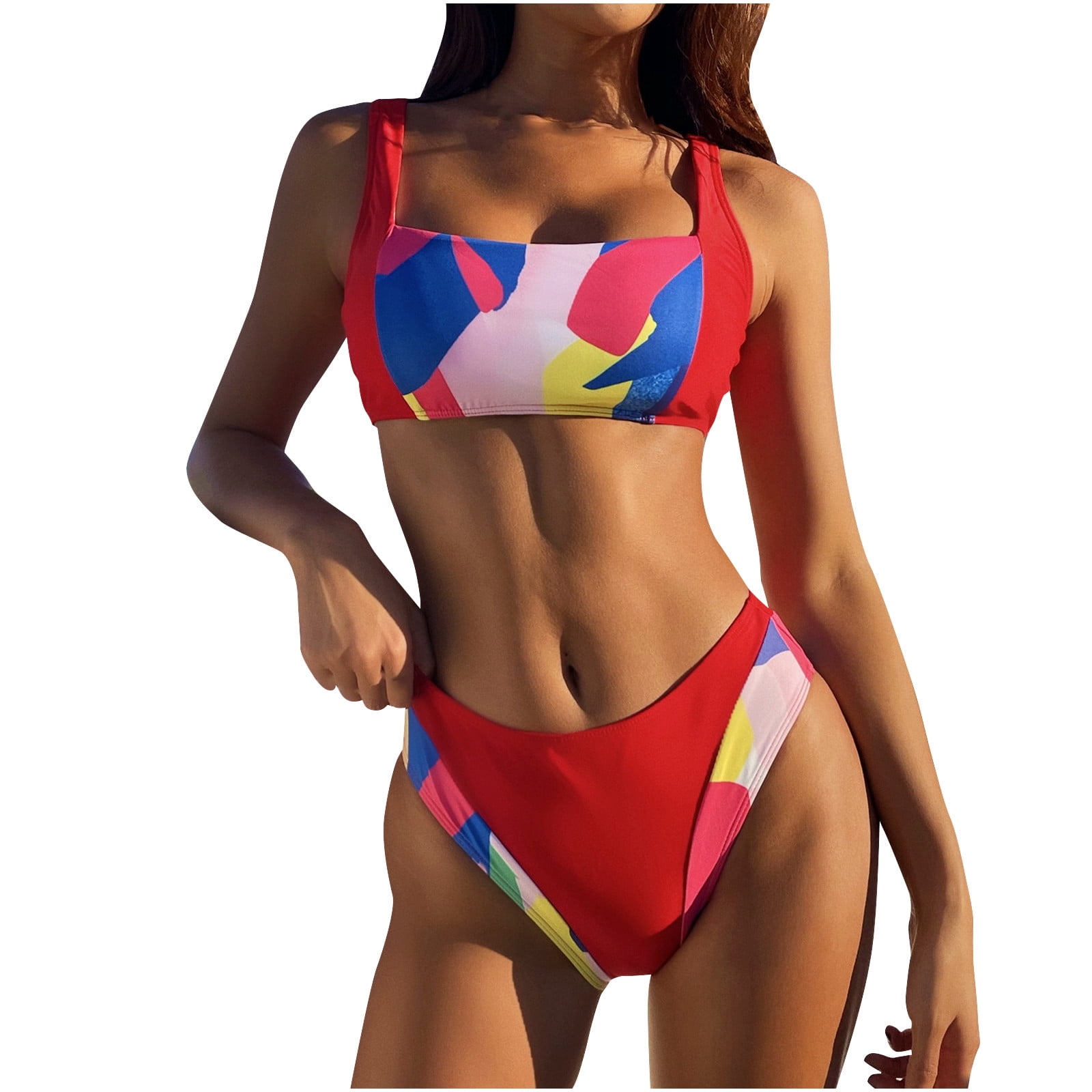 Lady Pad Solid Piece Two Set Bikini Swimsuit Containing Chest