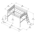 thumbnail image 5 of Max & Lily Solid Wood Full Size High Loft Bed with Ladder on End and Desk for Kids, White, 5 of 7