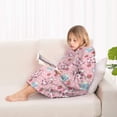 thumbnail image 4 of Pink Cow Milk Strawberry Pattern Blanket Hoodies for Kids 6-13YR Oversize Wearable Blanket Hoodies for Boys Girls Teens, 4 of 7