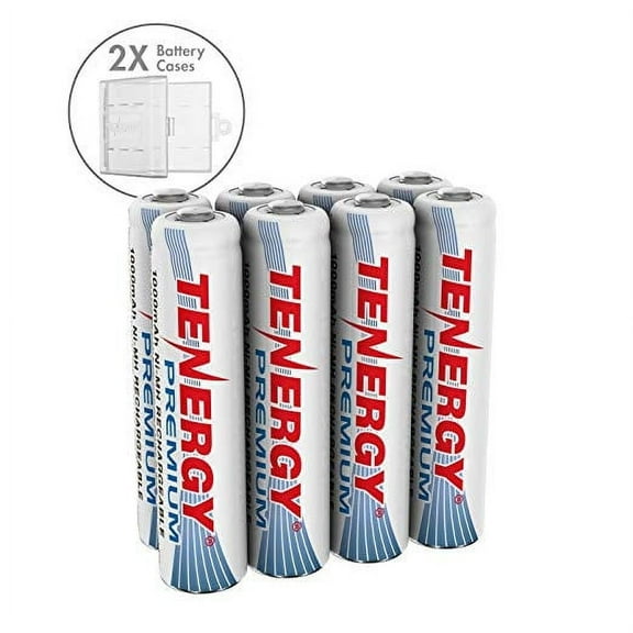 Tenergy Premium AAA Batteries, 1.2V 1000mAh NiMH Rechargeable Battery, 8 Pack