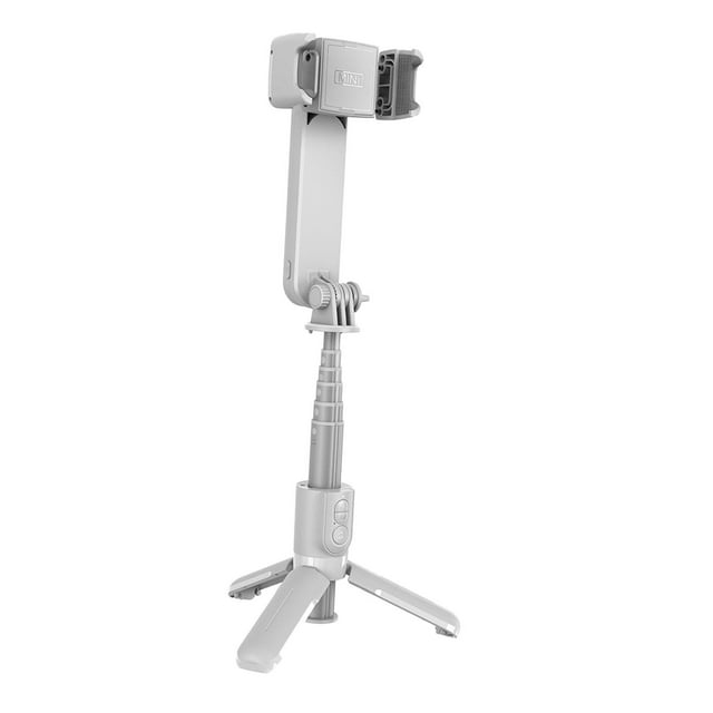 Estabilizador de cardán para teléfono,Estabilizador de cardán portátil para teléfono con luz de relleno,Trípode plegable para smartphone para vlogs,Palo selfie retráctil con Blanco