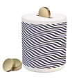 thumbnail image 1 of Navy Blue Piggy Bank, Wave Like Striped Lines Design on Dark Blue Background Art Print, Ceramic Coin Bank Money Box for Cash Saving, 3.6" X 3.2", Dark Blue and White, by Ambesonne, 1 of 4