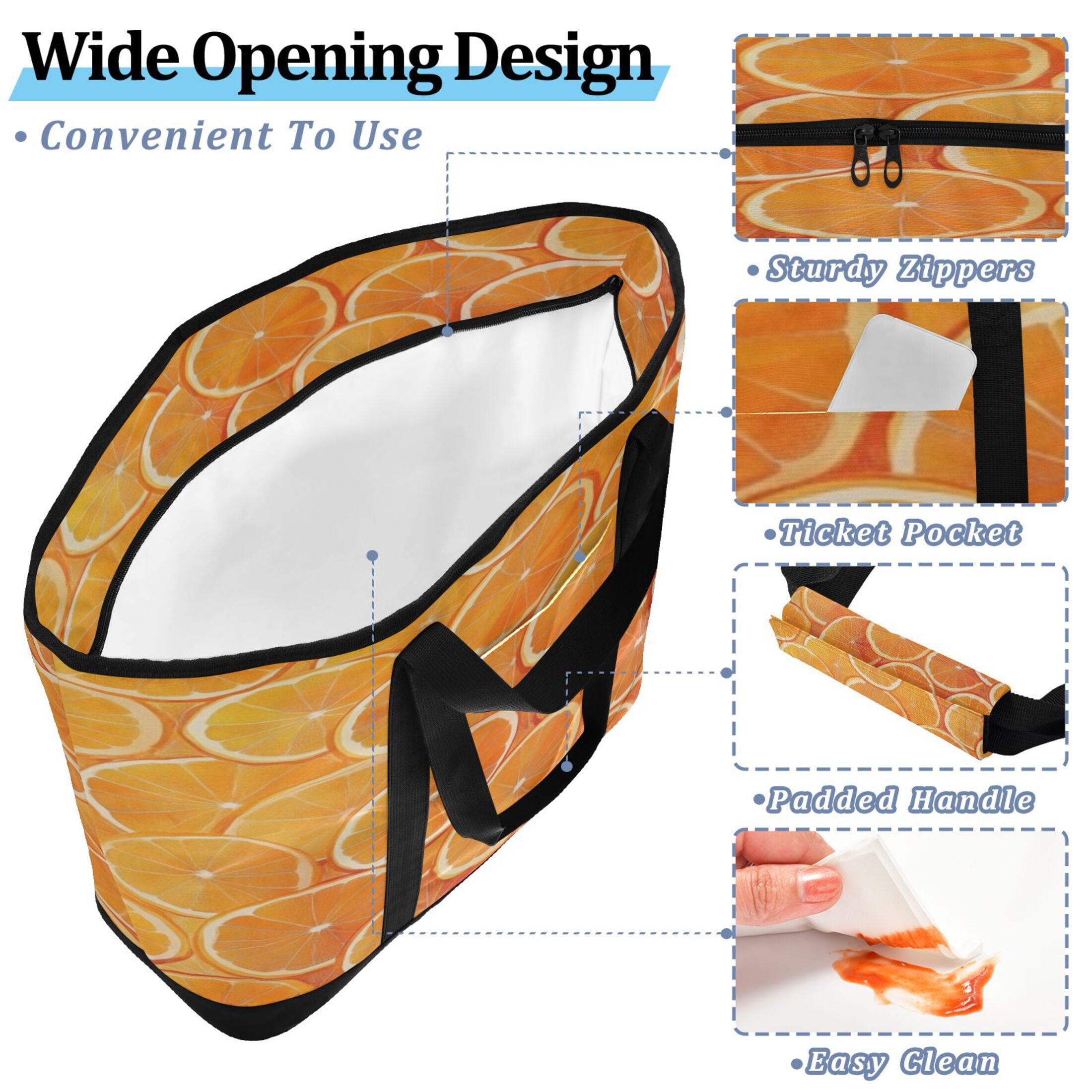 Large Hand-held Ice Pack Picnic Bag Insulation and Refrigeration Suitable for Shopping Picnics and Camping Orange Sliced Orange