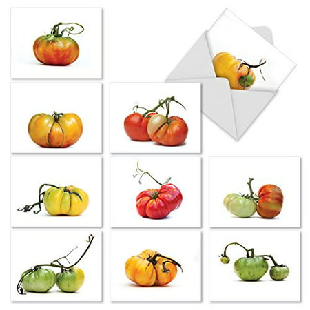 'M2365TYG YOU SAY TOMATO' 10 Assorted Thank You Cards Featuring Artful Photos of Interestingly Shaped and Colorful Tomatoes on the Vine with Envelopes by The Best Card