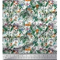 thumbnail image 1 of Soimoi Georgette Viscose Fabric Leaves & Cartoon Animals Jungle Printed Craft Fabric by The Yard 42 Inch Wide, 1 of 1