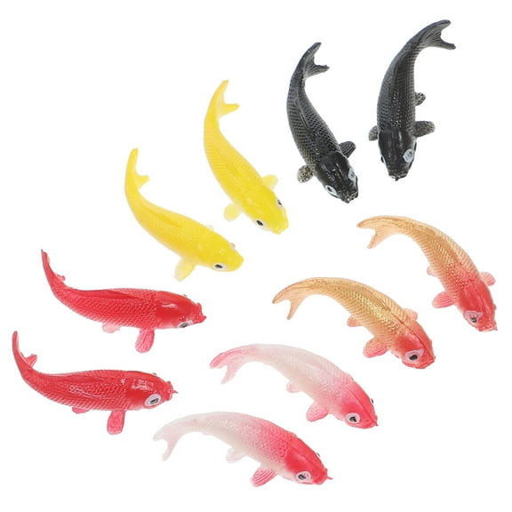FUEENIRVA 10Pcs Miniature Koi Fish Red Fish Tank Gravel Realistic Design Aquarium Decor