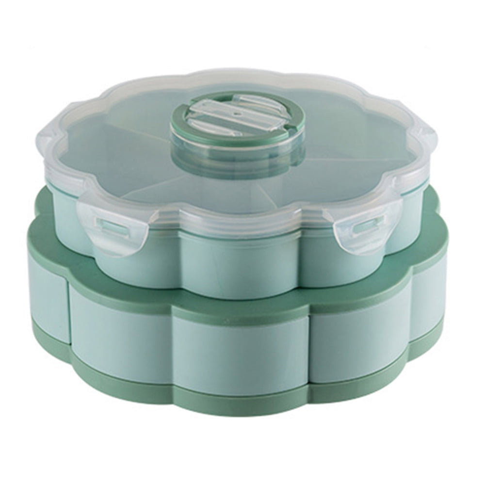 Petal-Shape Rotating Snack Box Table Candy Snacks Storage Tray Double ...