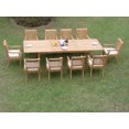 thumbnail image 4 of Teak Dining Set:10 Seater 11 Pc - Very Large 122" Caranasas Double Extension Rectangle Table 10 Giva Arm / Captain Chairs Outdoor Patio Grade-A Teak Wood WholesaleTeak #WMDSGV16, 4 of 4