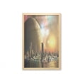 thumbnail image 1 of Cityscape Wall Art with Frame, Utopia Islands Floating Future Cities Imaginary Fantasy Art Futuristic, Printed Fabric Poster for Bathroom Living Room, 23" x 35", Yellow Peach, by Ambesonne, 1 of 2