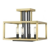 Z Lite 456SF-OBR-BRZ 12 x 12 x 13 in. 4 Light Semi Flush Mount, Olde Brass & Bronze