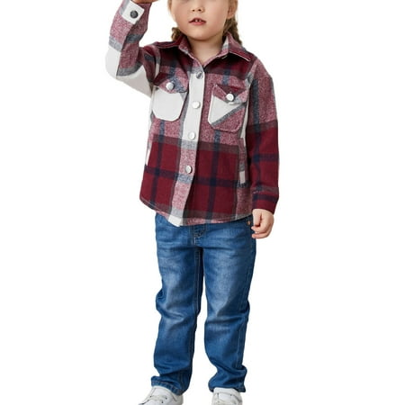 

SHIBAOZI Womens Coat Parent-Kid Coat Long Sleeve Lapel Plaid Velvet Casual Party Buttons Cardigan