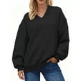 thumbnail image 3 of UVN Womens Oversized Sweatshirts Fall Winter Long Sleeve V Neck Hoodies Ladies Casual Loose Pullover Clothes, 3 of 7