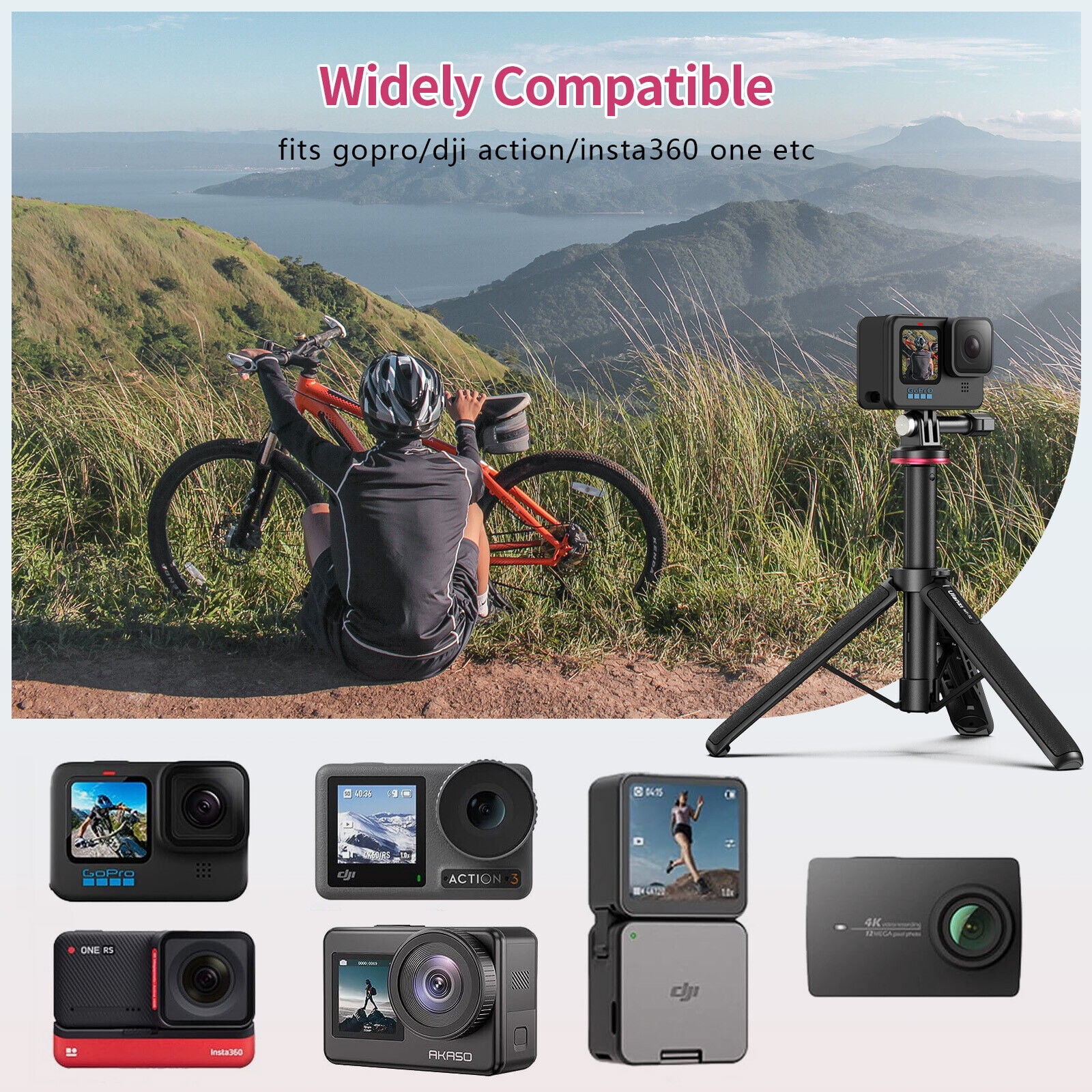 Ulanzi MT-72 Magnetic Quick Release Action Camera Tripod 17cm to 51cm Extendable Lightweight Aluminum Handheld Tripod/Monopod with Anti-Slip Base for GoPro DJI Travel Vlogging
