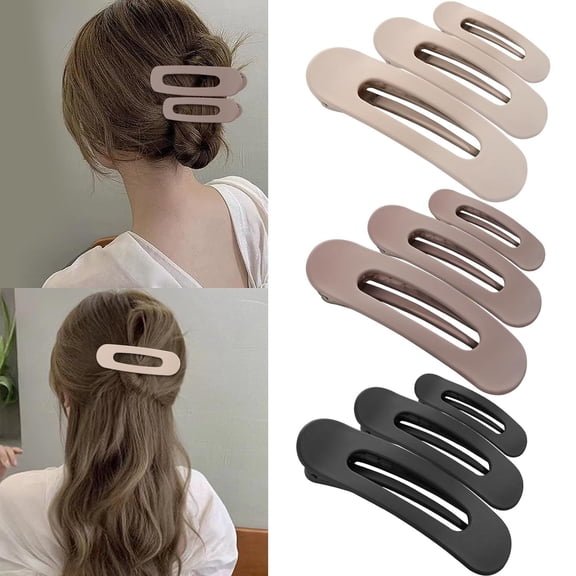 9 Women's French Elegant Flat Hair Clips, Suitable for Women and Girls, Suitable for Thick Hair - Automatic Acrylic Hair Clips