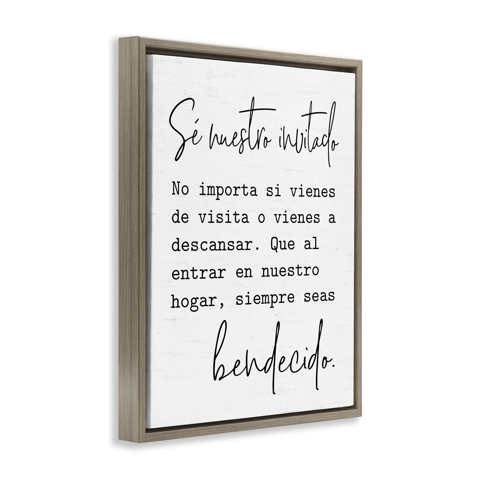 Stupell Industries Se Nuestro Invitado Inspirational Quotes & Sayings Painting Brown Floater Framed Art Print Wall Art, 17 x 21