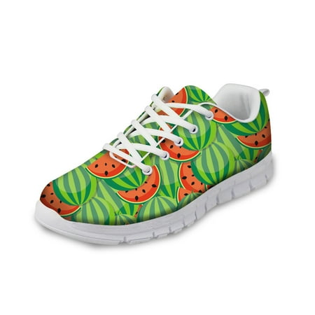 

3D Printing Watermelon Women Casual Sneaker Lightweight Customized Fruit Pattern Mesh Shoes Breathable Lacing Shoes