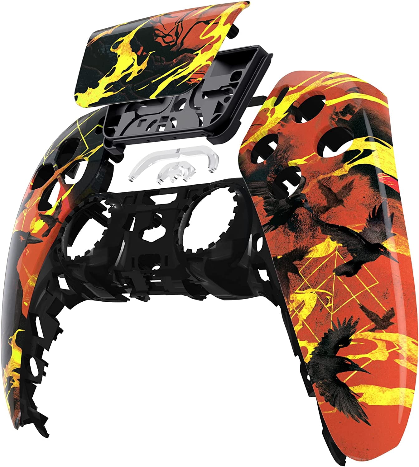 eXtremeRate Blood Moon Raven Touchpad Front Housing Shell Replacement Cover for ps5 Controller BDM-010/020/030/040