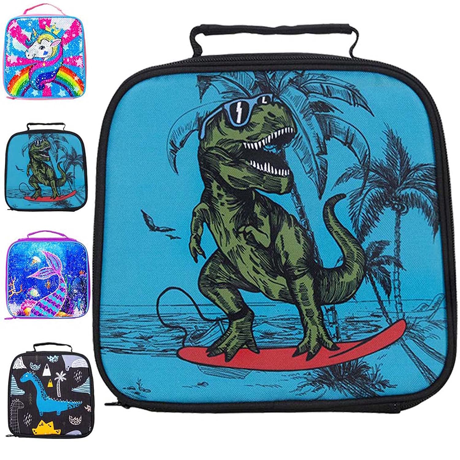 Aloha Hawaii Dinosaur Lunch Bag Reversible Sequin Lightweight