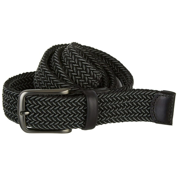 Cinturón Perry Ellis tejido con cuero elástico en gris, talla grande