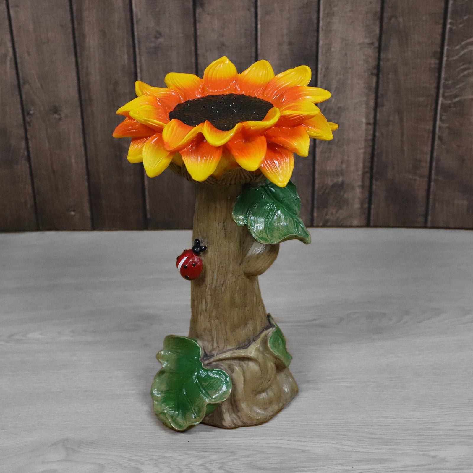 Fdelink Desktop Ornament Garden Bird Feeder Flower Decoration Resin Sunflower Bird Bath Home Decor Water Bath (Yellow)