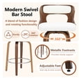 thumbnail image 4 of ClinQ 26 inch Swivel Bar Stools Set of 3, Counter Height Bar Chairs with Walnut Legs and Silver Ring Footrest, Upholstered Faux Leather, White, 4 of 11