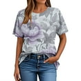 thumbnail image 5 of Shirts for Women Plus Size Short Sleeved Round Neck Floral Print Casual Top Multicolor XXXXXL, 5 of 5