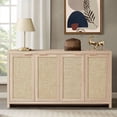 thumbnail image 4 of ARKANTOS Rattan Sideboard Buffet Cabinet with Storage, Kitchen Storage Cabinet with 4-Doors,Light Natural Oak, 4 of 10