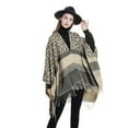 thumbnail image 5 of HLSOHJP 36 Colors New In Autumn Winter Fashion Plaid Tassel Shawl Women Fashion Warm Cardigan Poncho Female Loose Cape Over Coat 111, 5 of 6