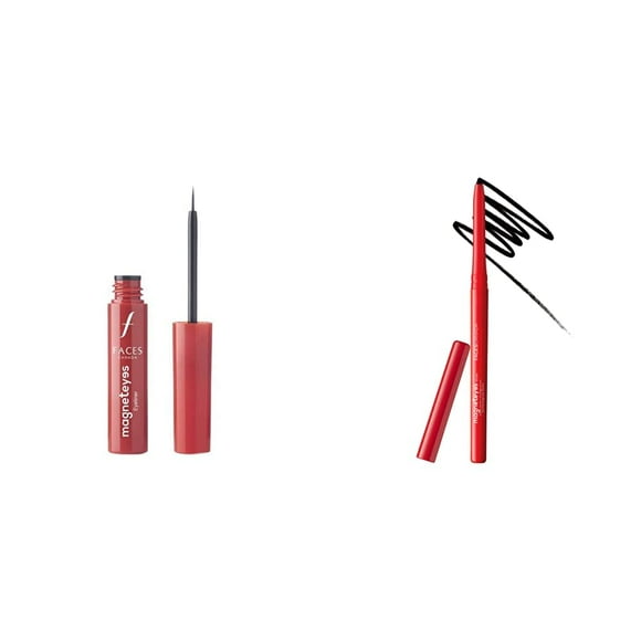 Faces Canada Magneteyes Eyeliner Black 01 3.5 ml (Black) And Faces Magnet Eyes Kajal, 0.35g