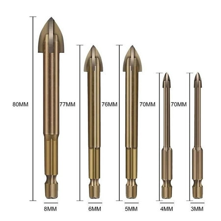 

Hayafir 5Pcs Efficient Universal Drilling Tool Multifunctional Cross Alloy Drill Bits