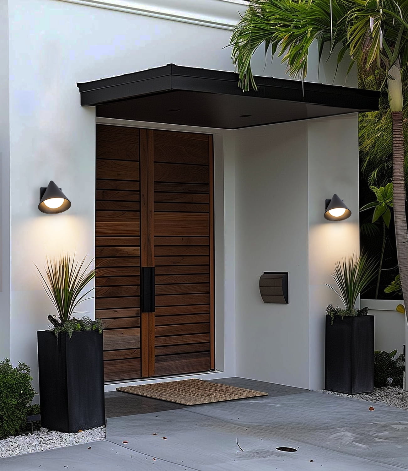 Dark Sky Mate Black Outdoor Led Wall Sconces Set of 2,6W Warm white