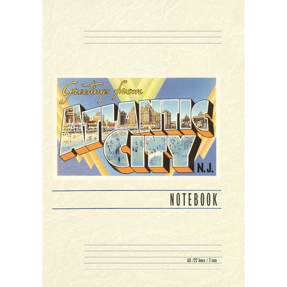 Vintage Lined Notebook Greetings from Atlantic City, New Jersey, (Paperback)