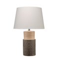thumbnail image 1 of Benzara BM241122 Table Lamp with Carved Ceramic Body & Fabric Shade, Brown, 1 of 5