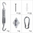 thumbnail image 5 of Dww-44 Pices Kit de Fixation Voile D'ombrage, Kit de Fixation pour Voile de Jardin pour Voile D'ombrage en Acier Inoxydable 304 pour Triangle Carr Rec, 5 of 5